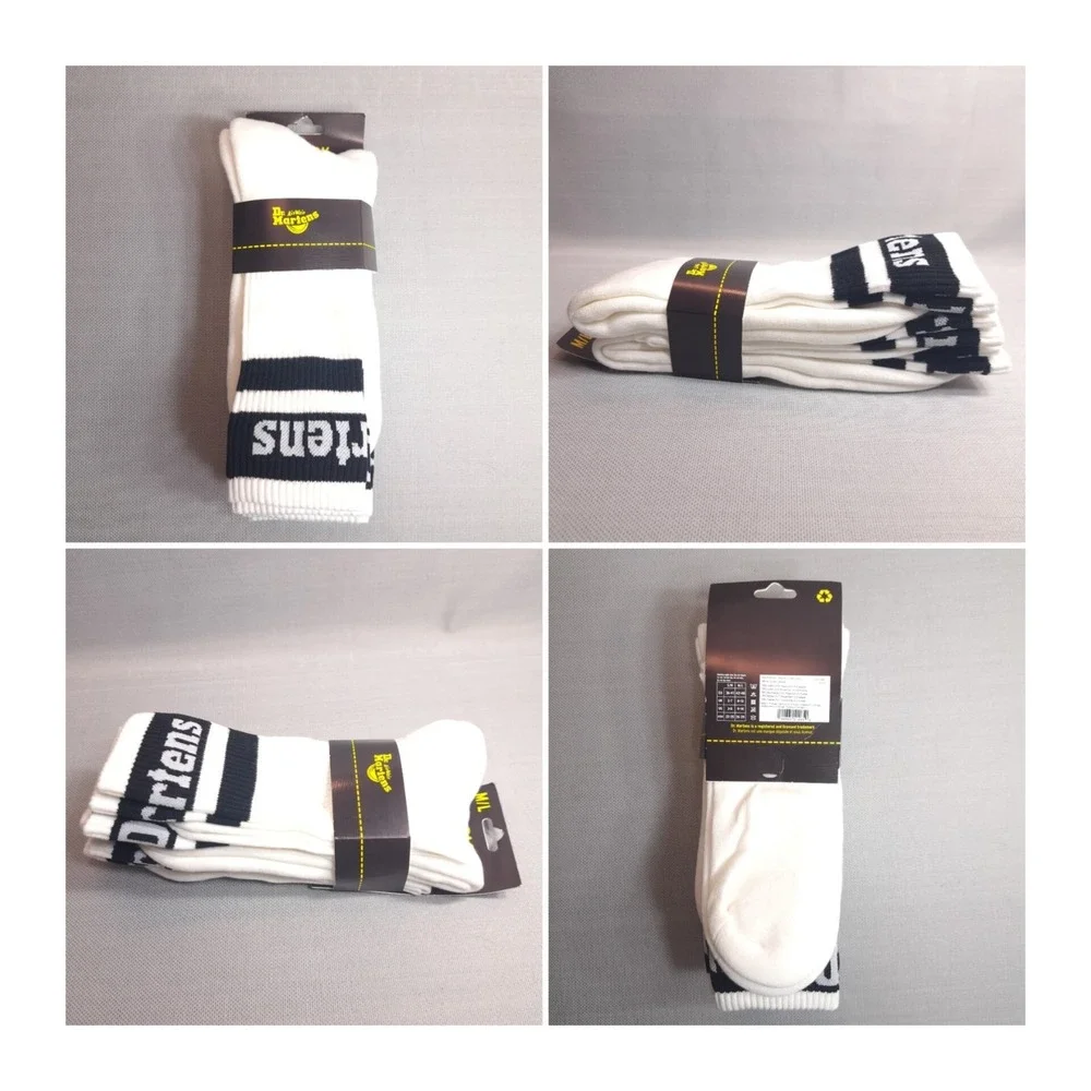 3-Pack Dr. Martens Athletic‎ Logo Socks Size M/L (9-14) White & Black